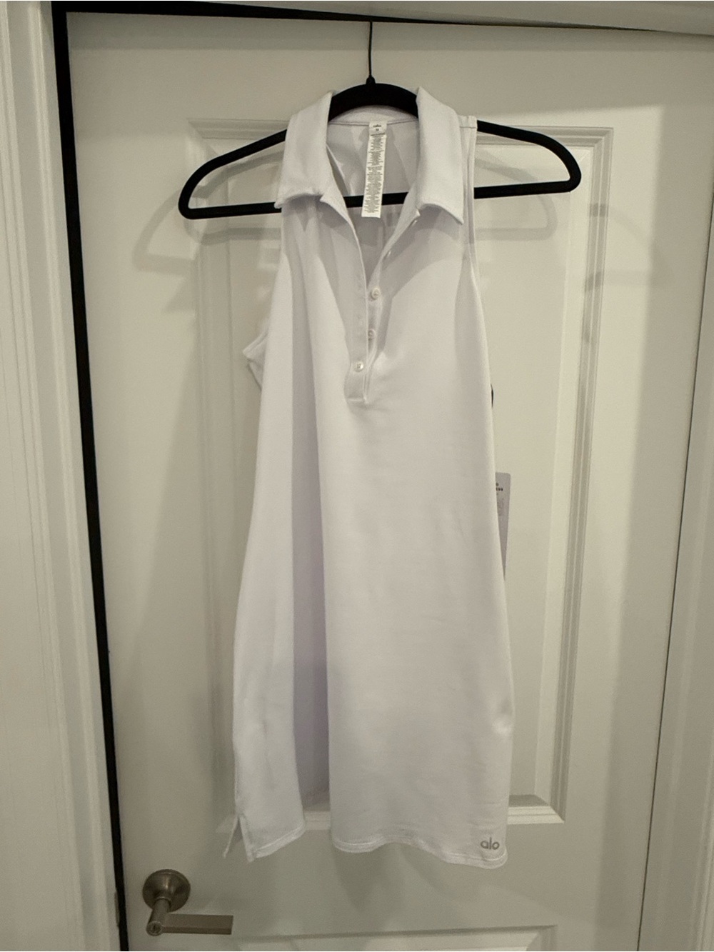 ALO Yoga NWT White Charmed Tennis Sleeveless Polo Dress